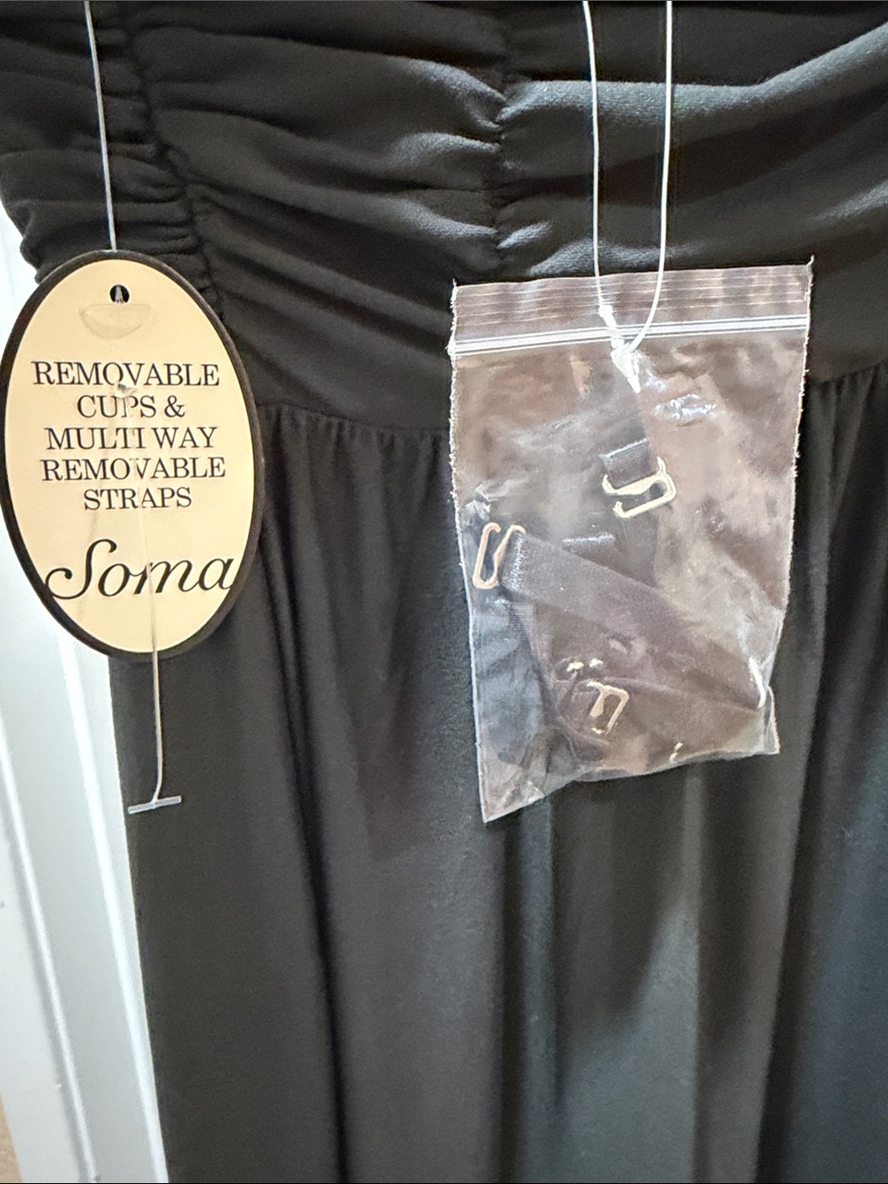 Soma Black Strapless Maxi Dress with Cream Floral Hem - Picture 3 of 6